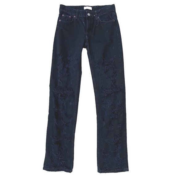 Zara Destroyed Rip All Over Jeans Black ( US 2 ) - Picture 1 of 4